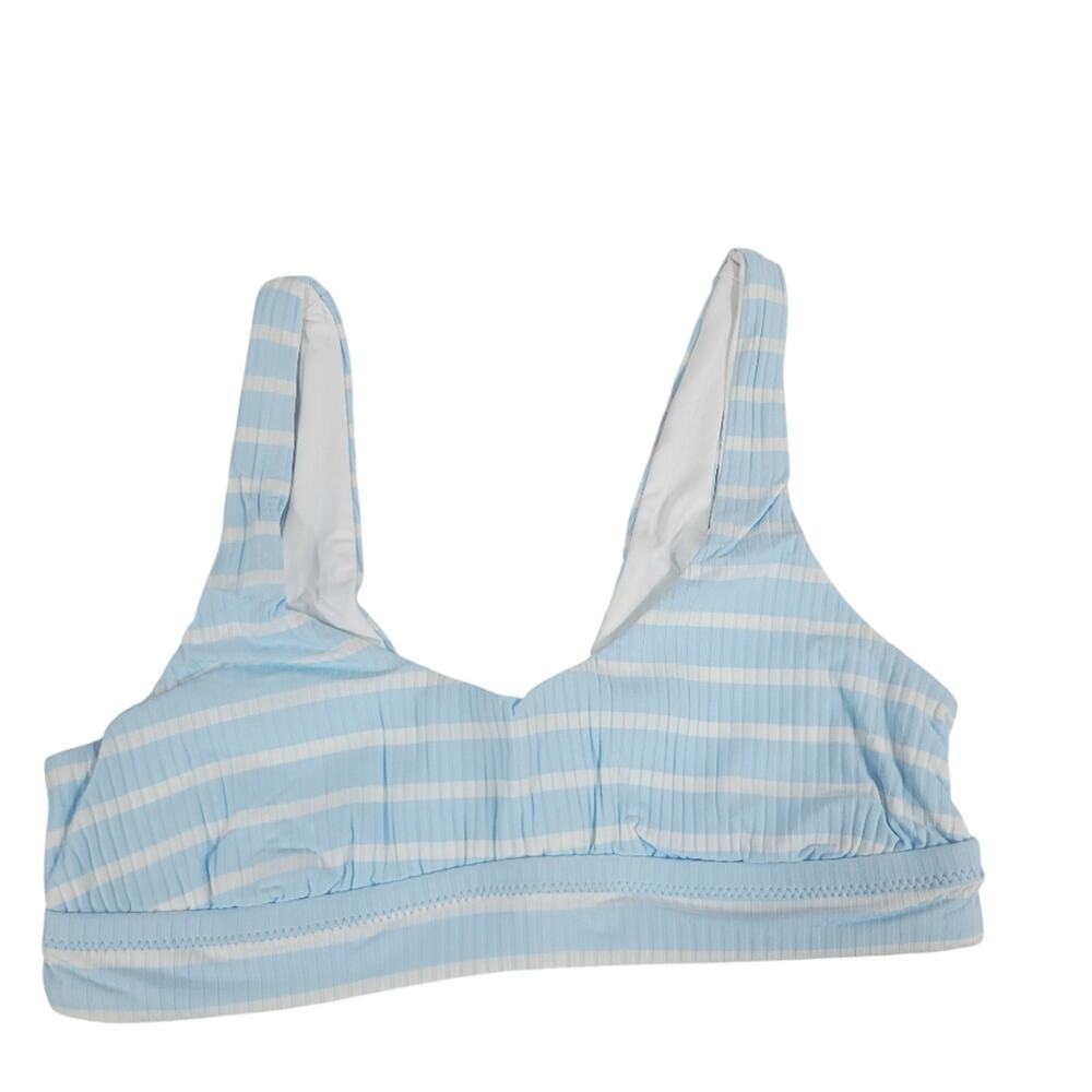 NWT Vitamin A Sienna Bra Bikini Top Sky Ecorib Stripe Size Large